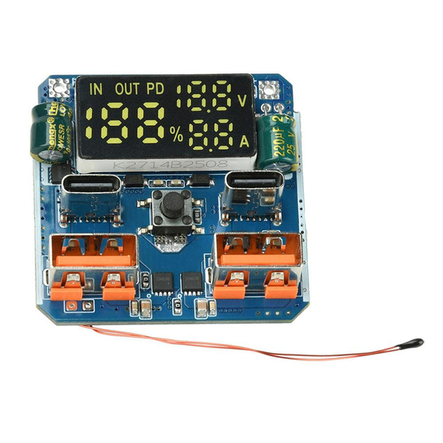 18~100W Adaptive Bidirectional Fast Charging Module Power Bank Mainboard with Battery Level Display Thermal Control