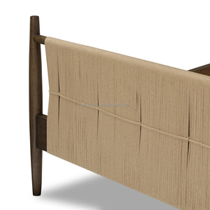 Letto Moderno Francese <span class=keywords><strong>MYHOME</strong></span> in Legno di Quercia Massello con Corda in Carta Naturale, Arredamento Camera da Letto Personalizzabile - Product Image 5
