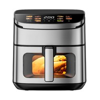 Friteuse à air numérique 6L 8L, design carré moderne, écran tactile couleur, 10 programmes, sans huile, en acier inoxydable