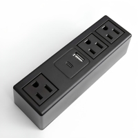 Multiprise de bureau en plastique avec pince de fixation, port de charge USB Type-C et PD 20W
