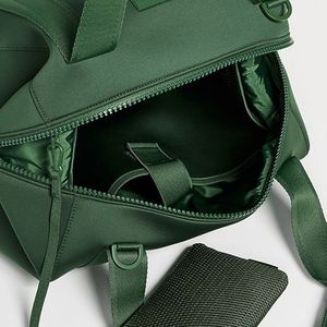 Custom Large Neoprene Carryall Duffle Bag Dark Green Zip Portable Hand Travel Weekender Foldable Sport Casual Style Men Women - Product Image 4