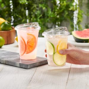Wholesale Custom Logo Clear PET Disposable Single Wall 90mm Cold Drink Boba Bubble Tea <b>Plastic</b> <b>Cups</b> with Flat/Dome Lids - Product Image 3