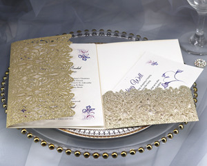 Offre Spéciale or oignon papier fête de <span class=keywords><strong>mariage</strong></span> carte de voeux creux <span class=keywords><strong>dentelle</strong></span> Invitation Style européen carte de voeux personnalisée en gros - Product Image 5