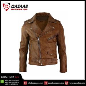Veste en cuir PU pour homme, style bombardier d'hiver, marron, col rabattu, avec longues fermetures éclair - Product Image 3