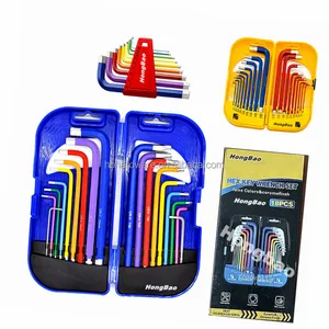 Plastic Box & Paper Color Box Embalagem Chave Hex Allen Wrench Set, SAE Metric Longo Braço Bola End Chave Hex Set Ferramentas, Industrial Grade