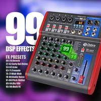 Console de mixage audio professionnelle Debra SI8 DJ 48V BT5.0 99DSP Interface pour karaoké à domicile et contrôleur de mixage musical