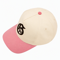 Gorra de Béisbol Rosa Crema Personalizada, de Sarga de Algodón, 5 Paneles, Bordado Gótico, Ajustable con Cierre a Presión, Unisex, Estilo Urbano, Venta al por Mayor, OEM, ODM