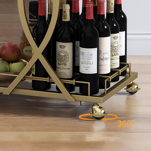 Luxury European-style tempered glass dining cart with high-end storage rack for hotel restaurants; creative mobile cake, wine, - Product Image 3