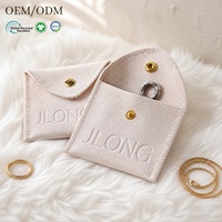 Pochette à bijoux en microfibre recyclable avec logo personnalisé en relief pour bagues, colliers, boucles d'oreilles, emballage cadeau pour bijoux, rangement