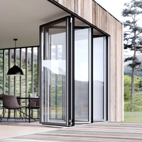 Portes pivotantes extérieures en aluminium à double vitrage Low-e, portes pliantes pour balcon et patio