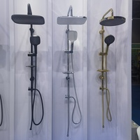 Prix d'usine Ensemble de douche thermostatique carré noir et or pour salle de bain, avec mitigeur de baignoire chaud/froid