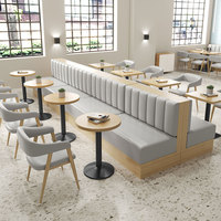 Canapé-banc de restaurant haut de gamme XZY, mobilier de café commercial, hôtel, banquette vert pâle, ensemble de table et de chaises en bois