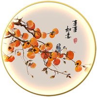 Nouvelle Décoration de Restaurant Chinois : Tableau en Porcelaine Cristalline à LED, Thème « Tout est bien », avec motif Kaki et composition nature morte surélevée, pour décoration murale d'étude.