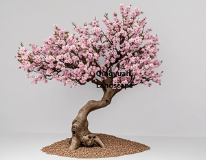Nouvel an chinois artificiel fleur de prunier 2M de haut <span class=keywords><strong>Mei</strong></span> <span class=keywords><strong>Hua</strong></span> avec des fleurs roses coupe-vent pour la décoration de centre commercial extérieur tailles personnalisées - Product Image 1