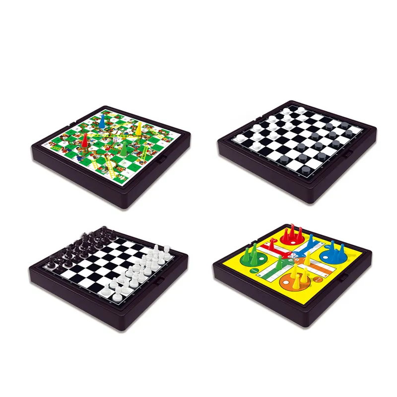 4IN1 מעניין חינוכיים ילדי נייד פלסטיק שחמט לוח משחק סט