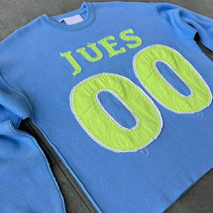 Pull en maille ample vintage avec patchs de lettres en coton 100% personnalisés avec logo OEM ODM - Product Image 5