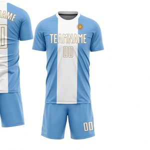 Ensemble maillot et short de football bleu clair et blanc – Tenue de performance pour l'entraînement en équipe, les matchs de ligue et le sport - Product Image 2