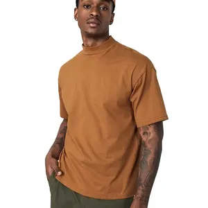Camiseta de algodón 100% orgánico para hombre, camisa de manga corta con Logo personalizado, cuello falso, corte Regular, TS1193