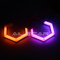 AILECAR Anneaux lumineux LED RGB dynamiques pour phares de voiture, 70MM/80MM/90MM, éclairage doux, décoration pour phares, anneaux halo LED RGB à effet de poursuite
