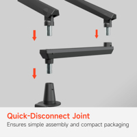 Support de microphone double réglable AUKI, 360° °   Bras de gestion de câbles rotatif en alliage d'aluminium rose