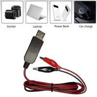Cable Adaptador de Batería con Clip de Cocodrilo USB, Convertidor de 5v a 1.5v 3v 4.5v para Luces LED y Juguetes Eléctricos