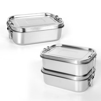 Boîte à lunch Bento double couche en acier inoxydable 304 Boîte à lunch écologique et réutilisable pour snacks Contenant alimentaire lavable au lave-vaisselle Boîte Tiffin