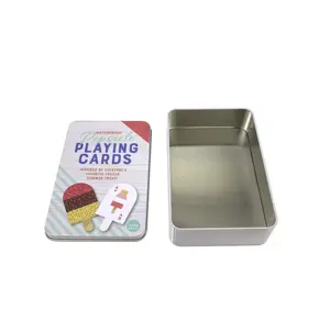Custom printed rectangular metal tin box wholesale playing cards tin