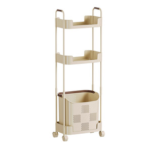 Multi Layer <b>Laundry</b> Basket With Wheels 3 Tier <b>Storage</b> Cart For Bathroom Bedroom Kitchen <b>Organization</b> - Product Image 3