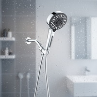 Douche à main 2-en-1 multifonctionnelle détachable, pressurisée, moderne, en acier inoxydable chromé, avec jet doux