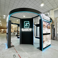 Stand d'exposition modulaire en bois de luxe, haute technologie, personnalisé, durable, réutilisable, écologique, avec logo lumineux, stand d'exposition personnalisé