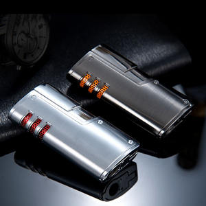 Encendedor de cigarros triple promocional recargable electrónico a prueba de viento de metal - Product Image 5