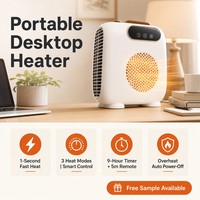 Ventilateur Chauffant Portable de Bureau, Radiateur Électrique, 3 Niveaux, Minuteur, Télécommande, Vertical/Horizontal, Silencieux, Économe en Énergie, Protection Contre la Surchauffe