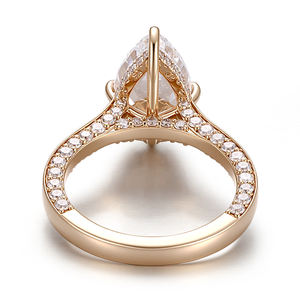 Anillo de Diamante de Laboratorio con Corte de Pera de 3 Quilates, IGl DEF VVS, Oro Sólido de 18K/14K, Joyería Personalizada, Anillo de Compromiso, Anillo de Boda de Diamante de Lujo para Mujer - Product Image 3