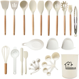 Ensemble <span class=keywords><strong>de</strong></span> 28 <span class=keywords><strong>ustensiles</strong></span> <span class=keywords><strong>de</strong></span> <span class=keywords><strong>cuisine</strong></span> en silicone avec manches en bois antiadhésifs et support <span class=keywords><strong>de</strong></span> rangement pour la <span class=keywords><strong>cuisine</strong></span> - Product Image 2