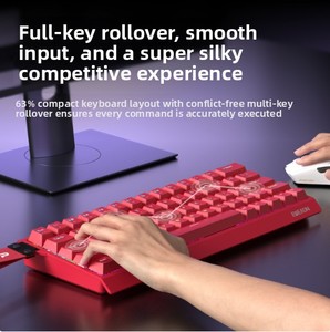 لوحة مفاتيح ألعاب ميكانيكية لاسلكية EWEADN DK63 بنسبة 63٪ مع إضاءة خلفية RGB ومفتاح أزرق ومنفذ USB من النوع C قابلة لإعادة الشحن - Product Image 6