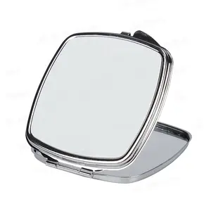 Miroir compact de maquillage en métal vierge personnalisé miroir de poche imprimé par sublimation