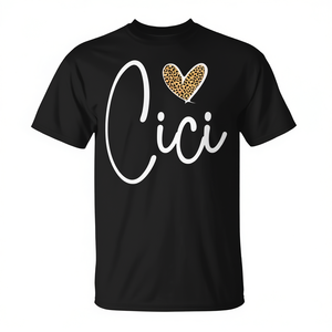 T-shirt nera a maniche corte con stampa leopardata Cici Grandma, taglia piccola - Product Image 2