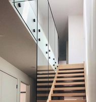 Système de balustrade en verre intérieur avec supports ronds en acier inoxydable noirs