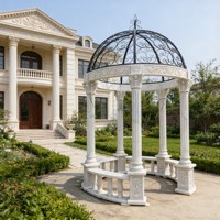 Pavillon de jardin en marbre naturel de style grec sur mesure pour la décoration extérieure de la cour, à vendre