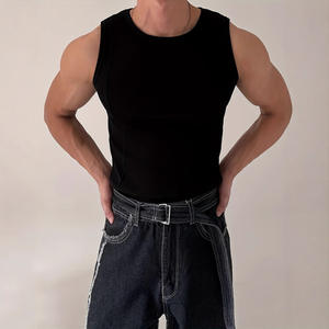 Débardeur homme tricoté rayé, coupe ajustée, style sport décontracté, épaules larges, pour le fitness et le commerce transfrontalier - Product Image 4