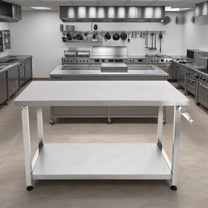 Table de travail à hauteur réglable, ergonomique, avec étagère inférieure pour cuisine - Product Image 2