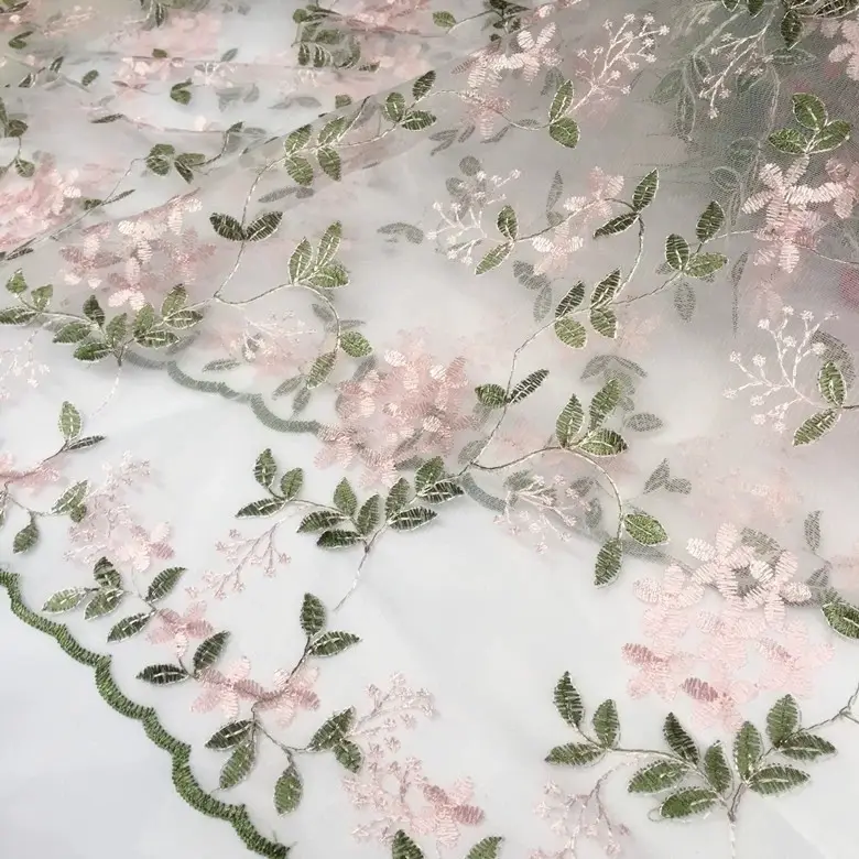 Blumen stickerei Tüll Mesh Lace Stoff für Vorhang Tischdecke Kleid Home Textile
