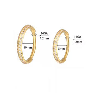 G23 Titanio 16G Pendientes de moda Nariz Oreja Piercing Anillo Cartílago Daith Aro Segmento con bisagras ASTM F136 Tit Zircon Joyería para el cuerpo - Product Image 2