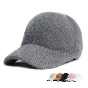 Casquette de baseball tricotée pour l'automne et l'hiver - Casquette de baseball décontractée chaude et moelleuse de couleur unie - Product Image 1