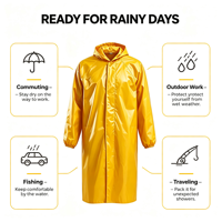 Poncho de pluie réfléchissant en tissu Oxford robuste pour hommes adultes, style coupe-vent une pièce, imperméable de sécurité pour le travail en extérieur