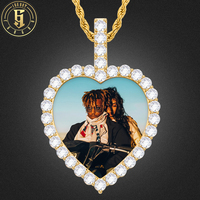 40mm Collier pendentif coeur personnalisé avec chaîne Bijoux hip hop Mémoire de couple glacé Photo personnalisée avec chaîne