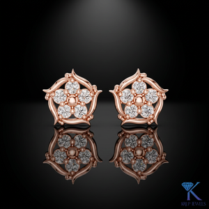 Lab Grown Diamond Geometric Floral Star <b>Stud</b> Earrings 14K 18K Solid Gold 5 Stone Cluster Women Jewelry Wedding Party Anniversary - Product Image 3