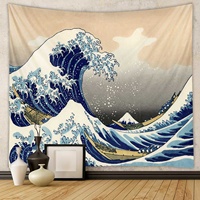 Tissu de fond de surf japonais Kanagawa Ins tissu mural suspendu tête de lit décoration tapisserie
