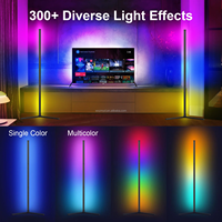 Lampe sur pied LED intelligente moderne pour salon et jeux, avec télécommande RGB et contrôle par application, synchronisation musicale, éclairage d'angle et minuterie