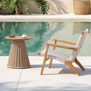 <span class=keywords><strong>Fauteuil</strong></span> de salon d'extérieur moderne en teck massif, <span class=keywords><strong>fauteuil</strong></span> de patio en corde tressée à la main, chaise de jardin scandinave pour villa de villégiature - Product Image 2